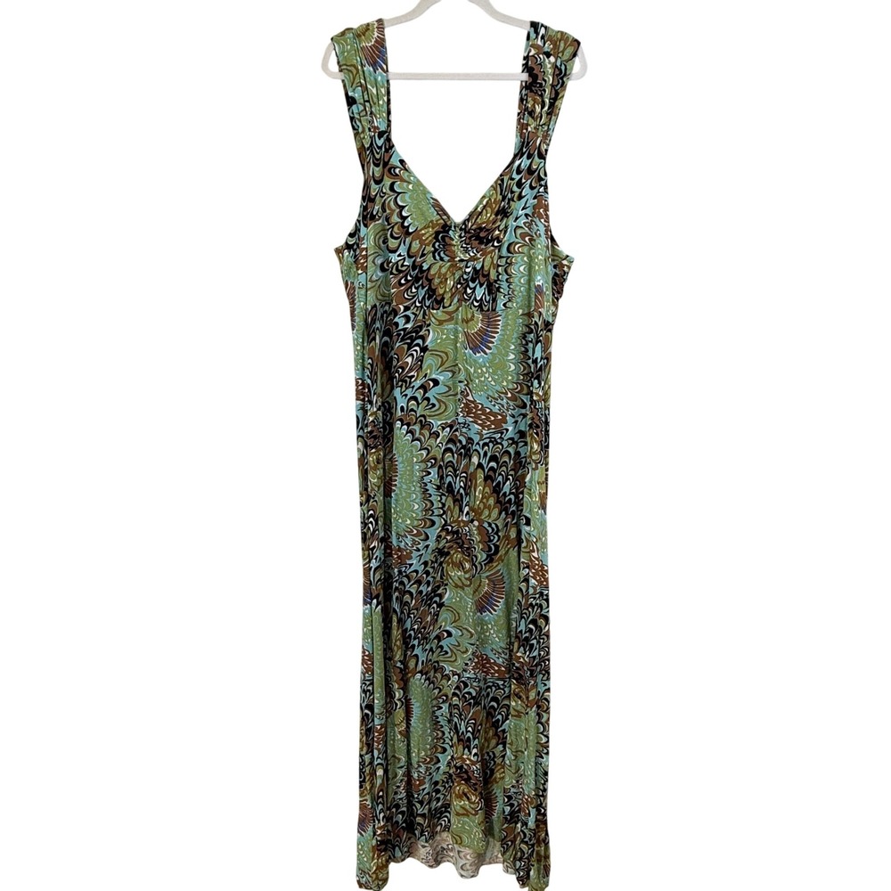 The Pyramid Collection Maxi‎ Dress Women 2X PEACOCK Sleeveless RESORT VACATION